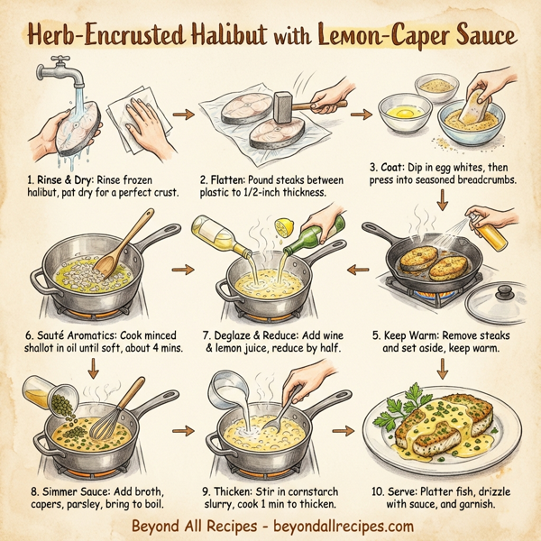 Herb-Encrusted Halibut with Lemon-Caper Sauce instructions