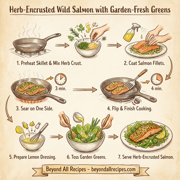 Herb-Encrusted Wild Salmon with Garden-Fresh Greens instructions