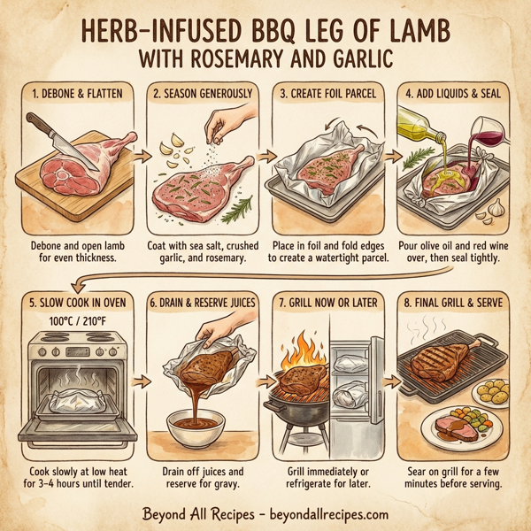 Herb-Infused BBQ Leg of Lamb with Rosemary and Garlic instructions