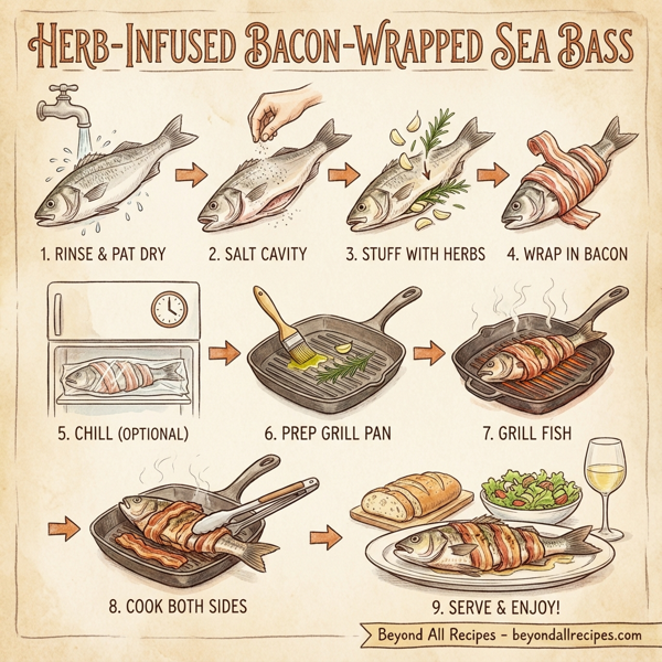 Herb-Infused Bacon-Wrapped Sea Bass instructions
