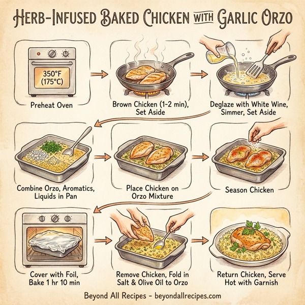 Herb-Infused Baked Chicken with Garlic Orzo instructions