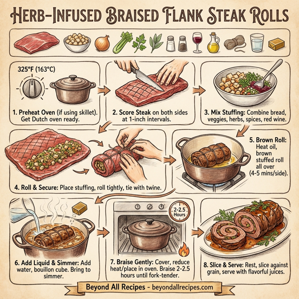 Herb-Infused Braised Flank Steak Rolls instructions