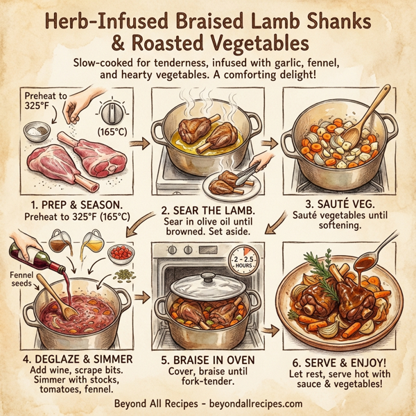 Herb-Infused Braised Lamb Shanks with Roasted Vegetables instructions