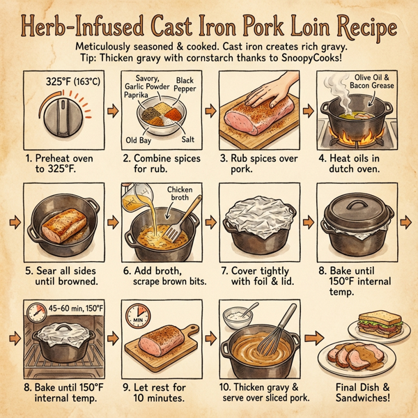 Herb-Infused Cast Iron Pork Loin instructions