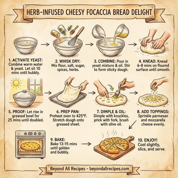 Herb-Infused Cheesy Focaccia Bread Delight instructions