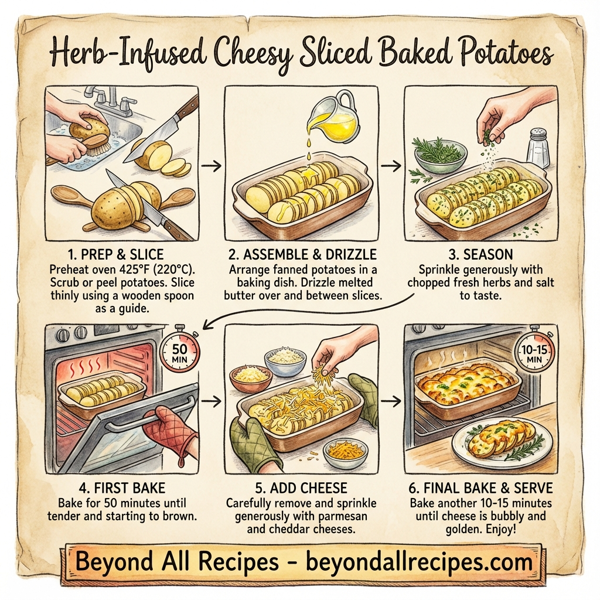 Herb-Infused Cheesy Sliced Baked Potatoes instructions