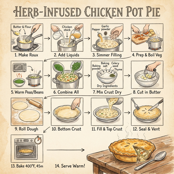 Herb-Infused Chicken Pot Pie with Buttery Crust instructions