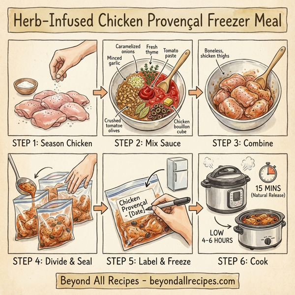 Herb-Infused Chicken Provençal Freezer Meal instructions