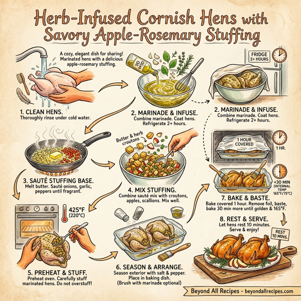 Herb-Infused Cornish Hens with Savory Apple-Rosemary Stuffing instructions