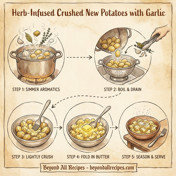 Herb-Infused Crushed New Potatoes with Garlic instructions