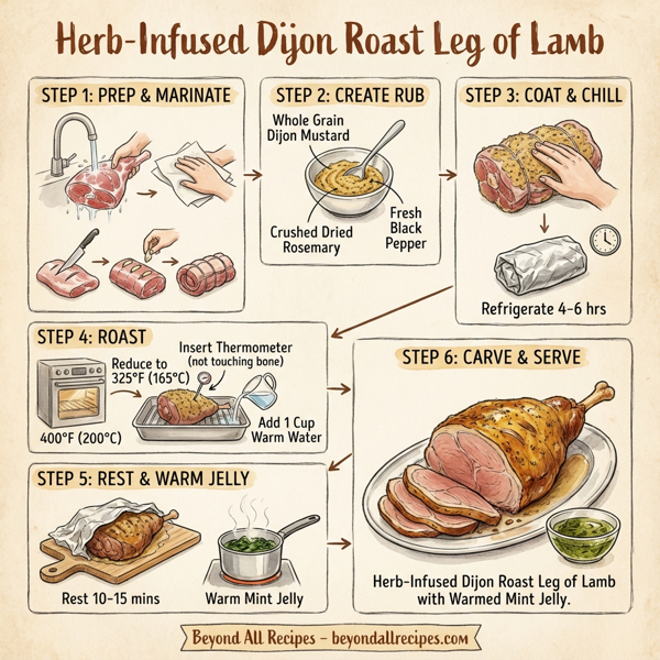 Herb-Infused Dijon Roast Leg of Lamb instructions