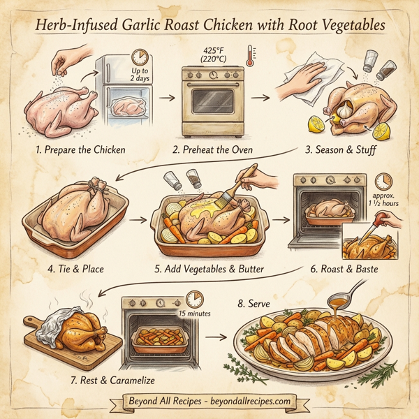 Herb-Infused Garlic Roast Chicken with Root Vegetables instructions