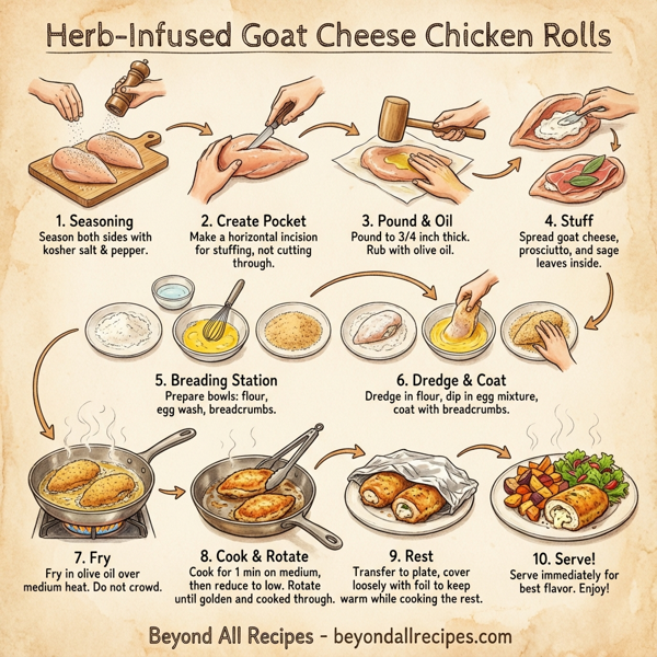 Herb-Infused Goat Cheese Chicken Rolls instructions