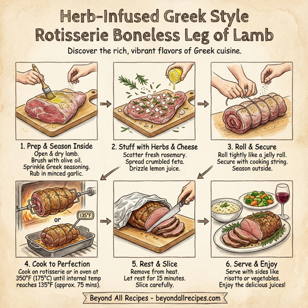 Herb-Infused Greek Style Rotisserie Boneless Leg of Lamb instructions