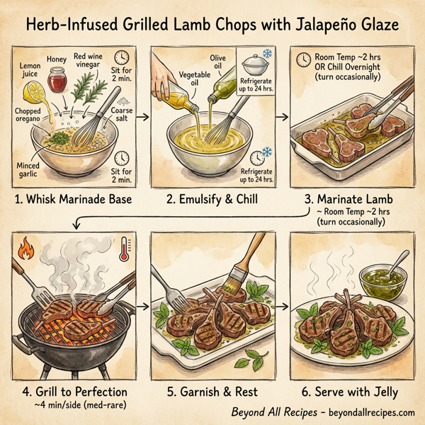 Herb-Infused Grilled Lamb Chops with Jalapeño Glaze instructions