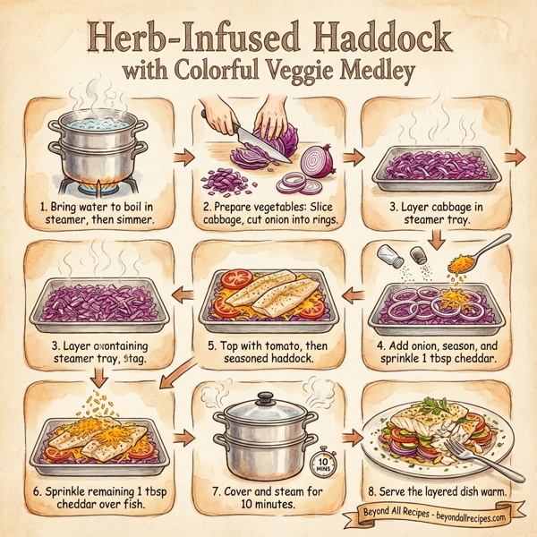 Herb-Infused Haddock with Colorful Veggie Medley instructions