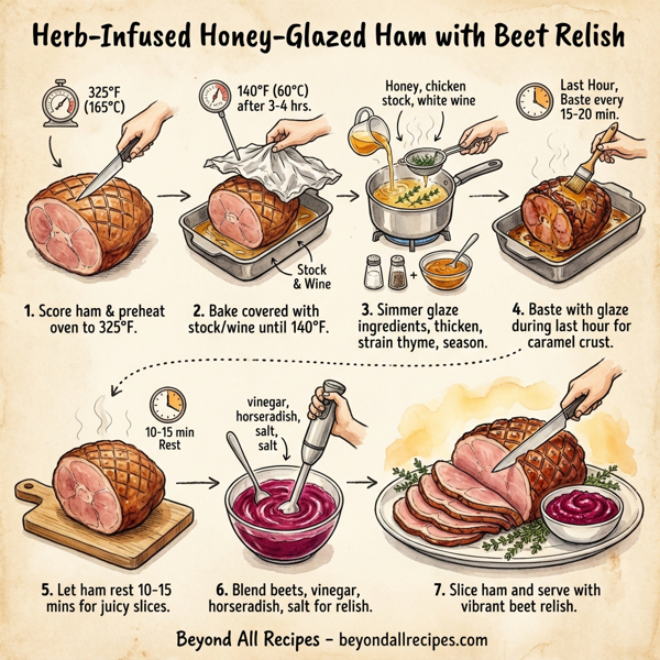 Herb-Infused Honey-Glazed Ham with Beet Relish instructions