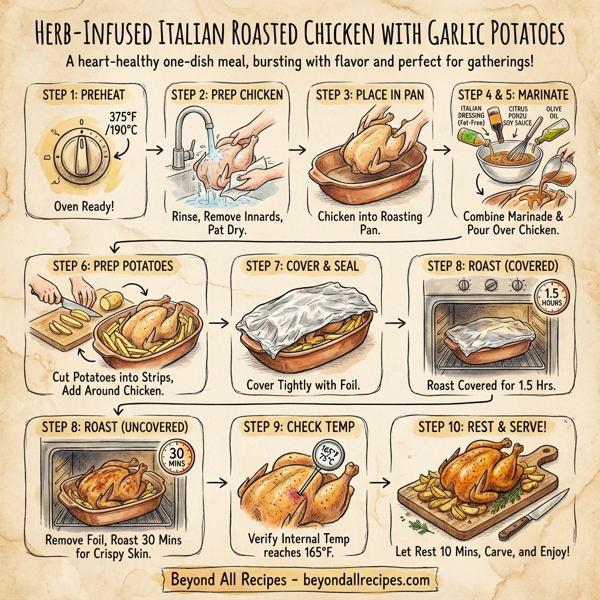 Herb-Infused Italian Roasted Chicken with Garlic Potatoes instructions