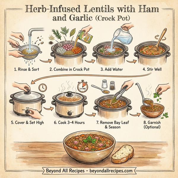 Herb-Infused Lentils with Ham and Garlic (Crock Pot) instructions
