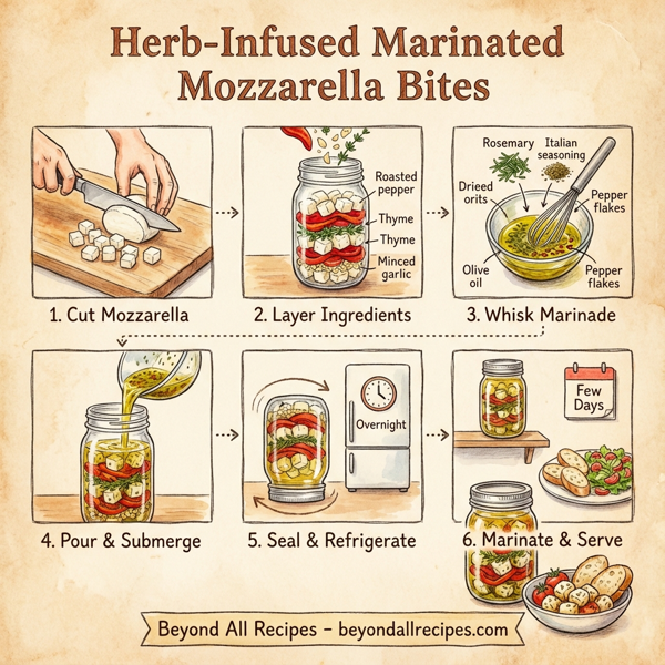 Herb-Infused Marinated Mozzarella Bites instructions