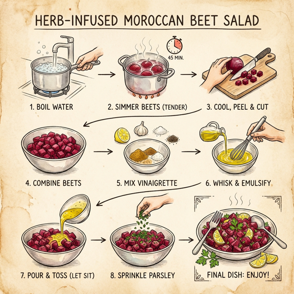 Herb-Infused Moroccan Beet Salad with Lemon Vinaigrette instructions