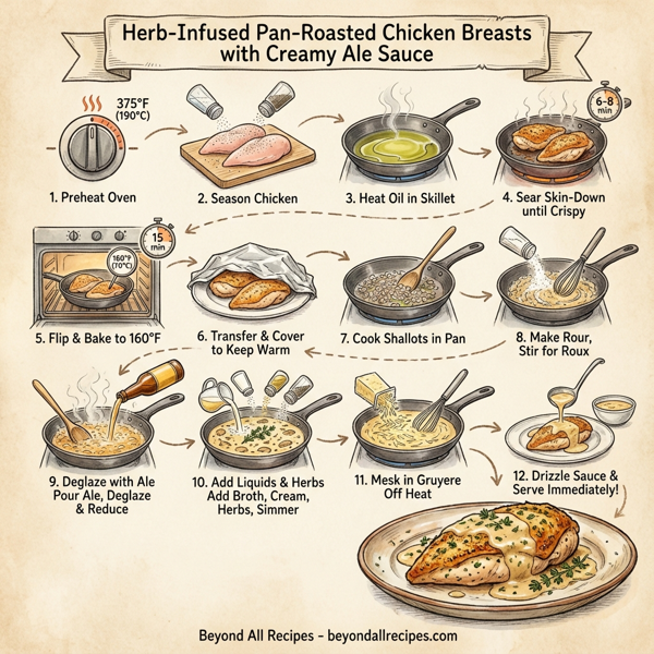 Herb-Infused Pan-Roasted Chicken Breasts with Creamy Ale Sauce instructions