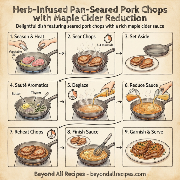 Herb-Infused Pan-Seared Pork Chops with Maple Cider Reduction instructions