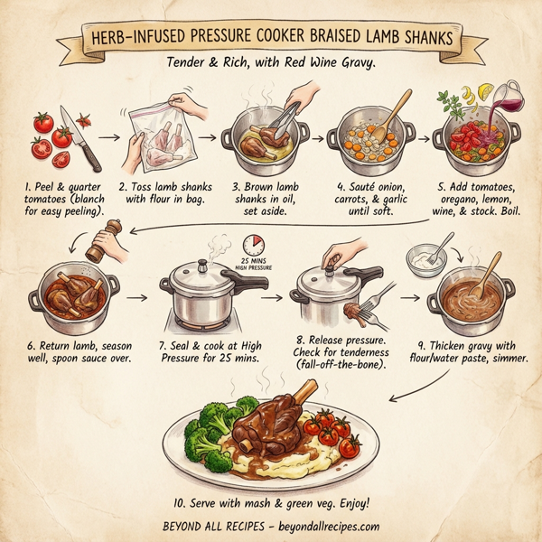 Herb-Infused Pressure Cooker Braised Lamb Shanks instructions