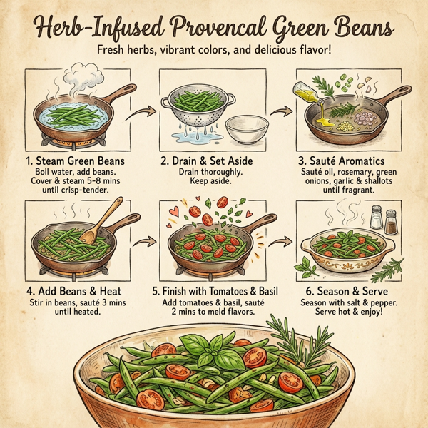 Herb-Infused Provencal Green Beans with Tomato Medley instructions