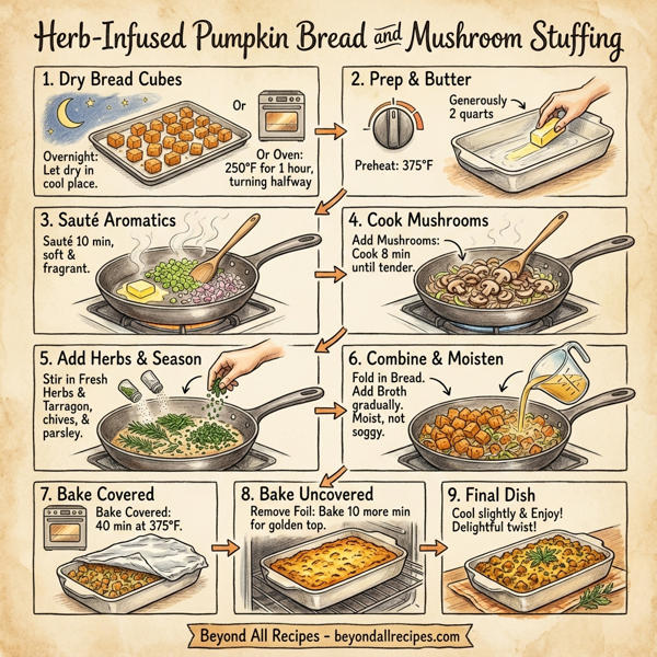 Herb-Infused Pumpkin Bread and Mushroom Stuffing instructions