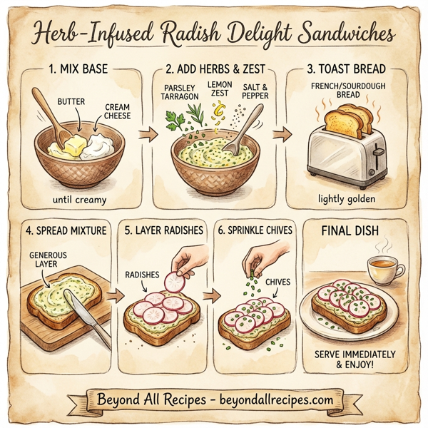 Herb-Infused Radish Delight Sandwiches instructions