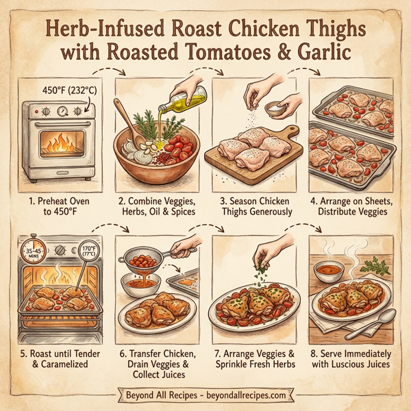 Herb-Infused Roast Chicken Thighs with Roasted Tomatoes & Garlic instructions