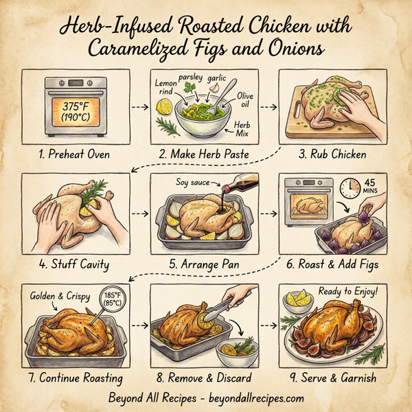 Herb-Infused Roasted Chicken with Caramelized Figs and Onions instructions