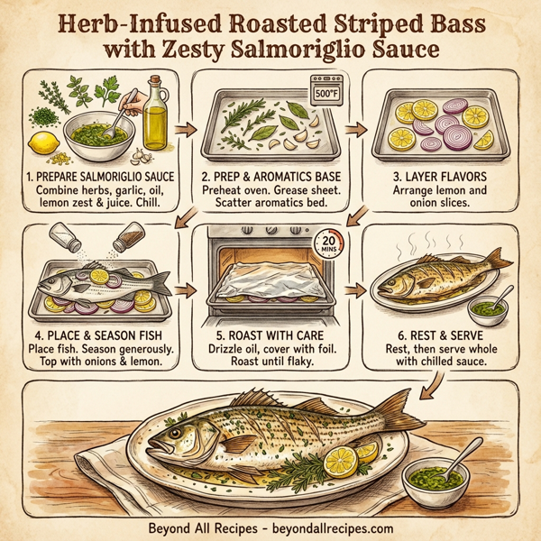 Herb-Infused Roasted Striped Bass with Zesty Salmoriglio Sauce instructions