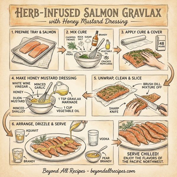 Herb-Infused Salmon Gravlax with Honey Mustard Dressing instructions