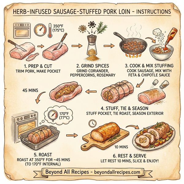Herb-Infused Sausage-Stuffed Pork Loin instructions
