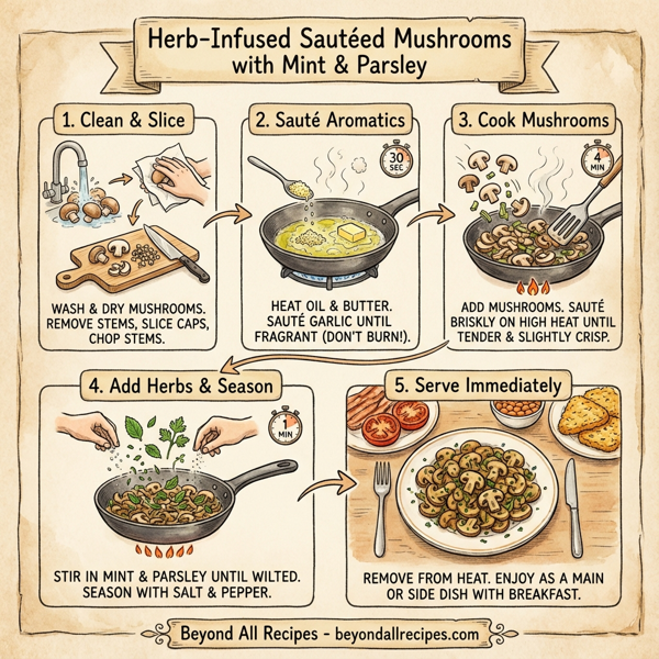 Herb-Infused Sautéed Mushrooms with Mint & Parsley instructions