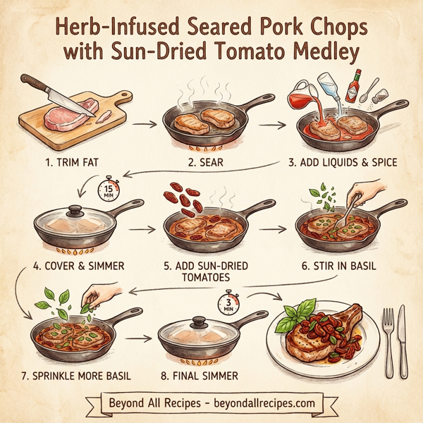 Herb-Infused Seared Pork Chops with Sun-Dried Tomato Medley instructions