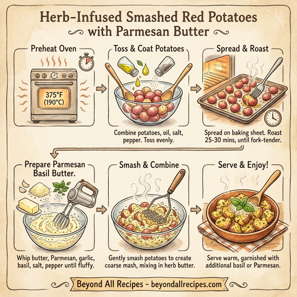 Herb-Infused Smashed Red Potatoes with Parmesan Butter instructions