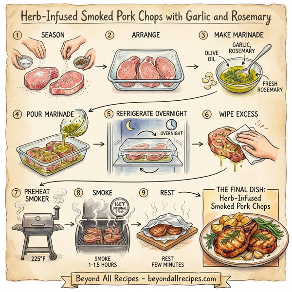 Herb-Infused Smoked Pork Chops with Garlic and Rosemary instructions