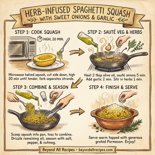 Herb-Infused Spaghetti Squash with Sweet Onions and Garlic instructions