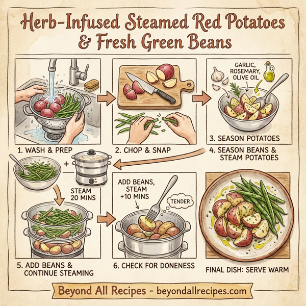 Herb-Infused Steamed Red Potatoes & Fresh Green Beans instructions
