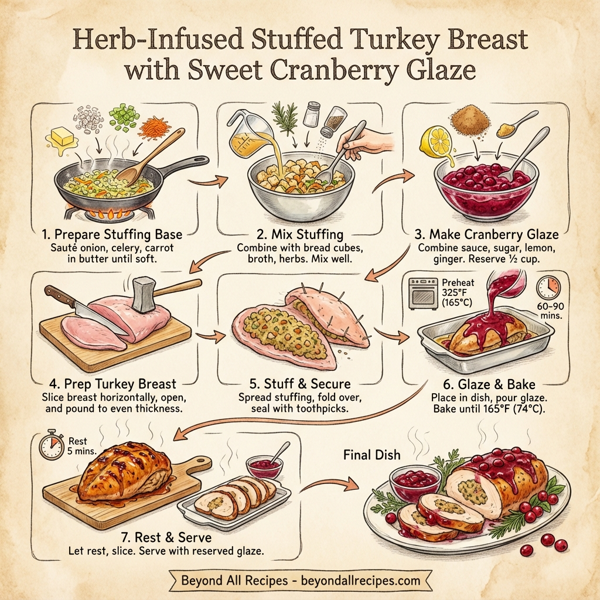 Herb-Infused Stuffed Turkey Breast with Sweet Cranberry Glaze instructions