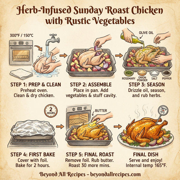Herb-Infused Sunday Roast Chicken with Rustic Vegetables instructions