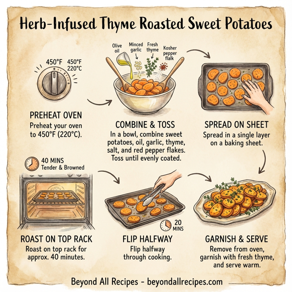 Herb-Infused Thyme Roasted Sweet Potatoes instructions