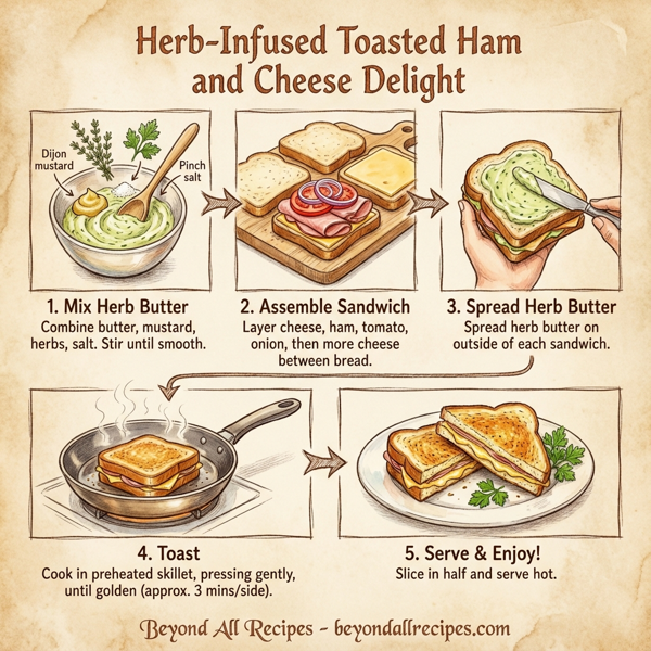 Herb-Infused Toasted Ham and Cheese Delight instructions