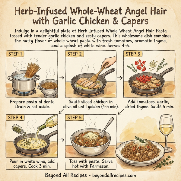 Herb-Infused Whole-Wheat Angel Hair with Garlic Chicken & Capers instructions