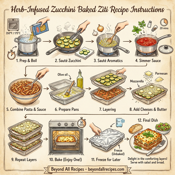 Herb-Infused Zucchini Baked Ziti instructions