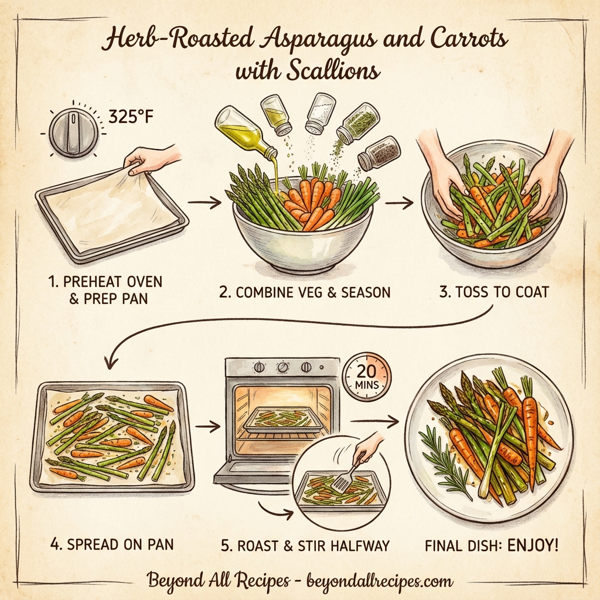 Herb-Roasted Asparagus and Carrots with Scallions instructions