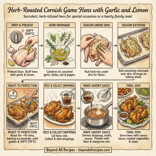 Herb-Roasted Cornish Game Hens with Garlic and Lemon instructions